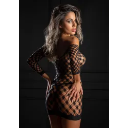 DARING Intimates Mini Robe Fence Net Noire